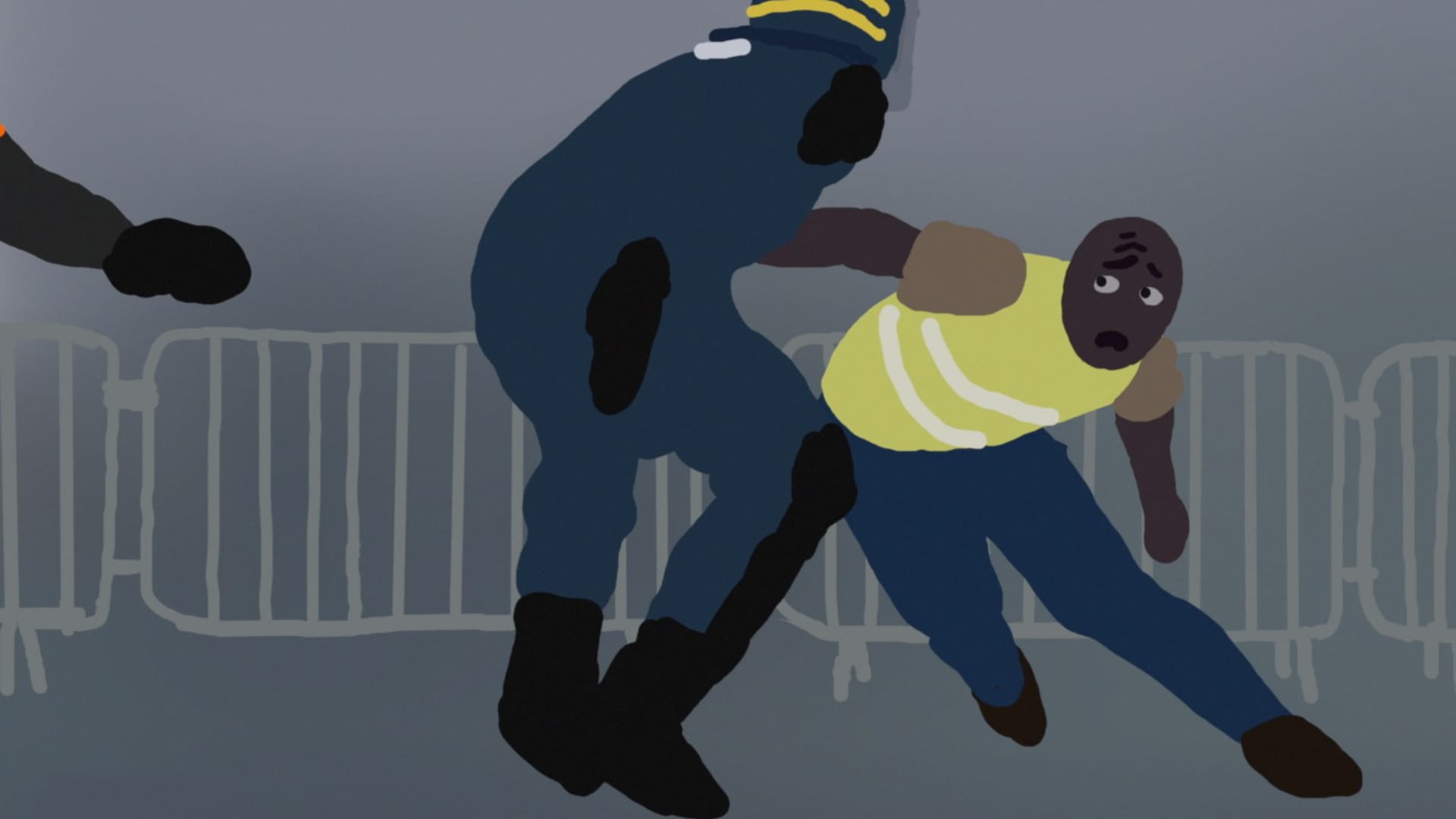 2025 / FR / 1’00’’ Alexis Beaumont During a protest, two law enforcement teams face off on the field.